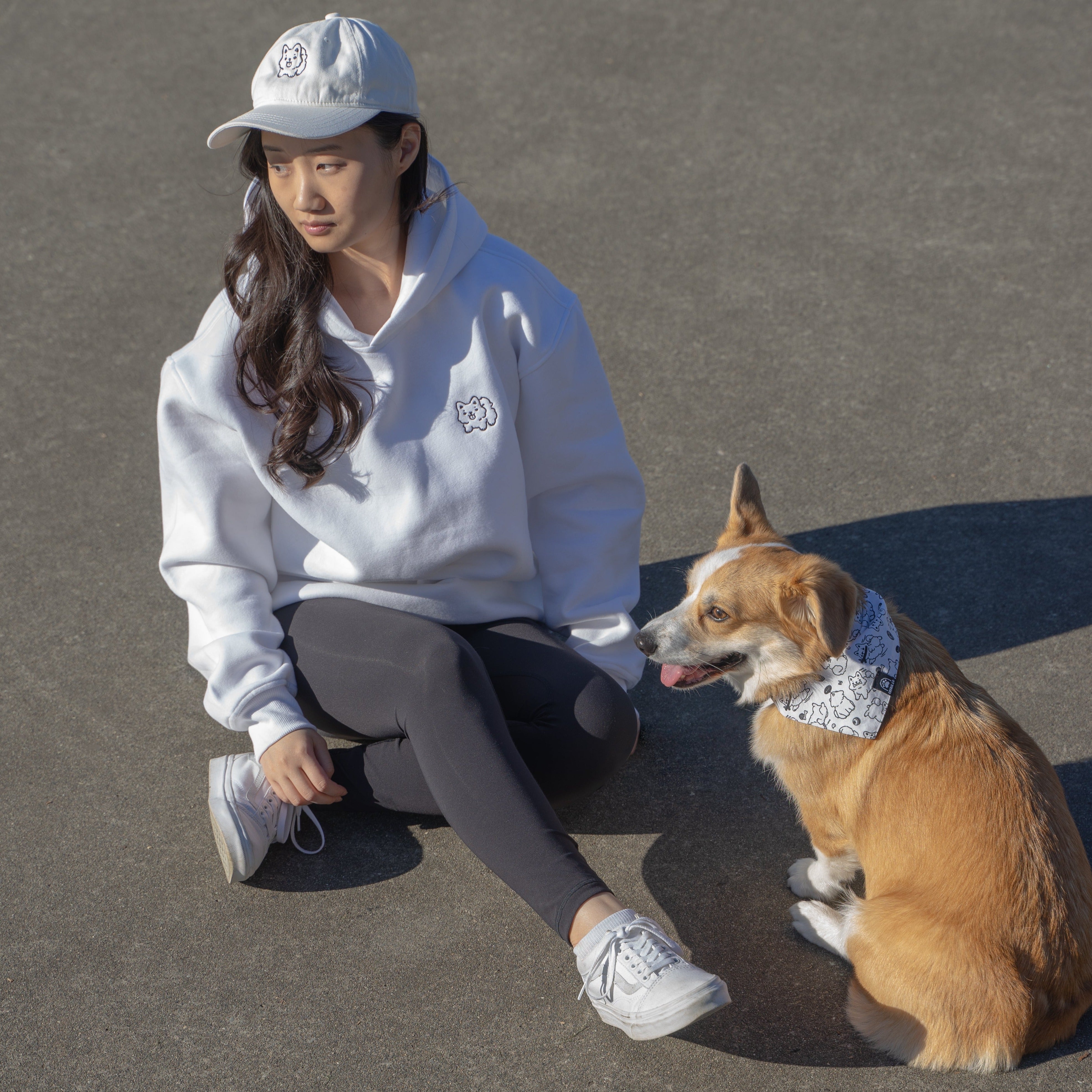 White Dog Oversized Hoodie